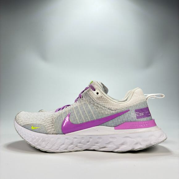 Nike React Infinity Run Flyknit 3 White Purple Running DZ3016-100 Womens Sz 8.5 - Picture 4 of 10